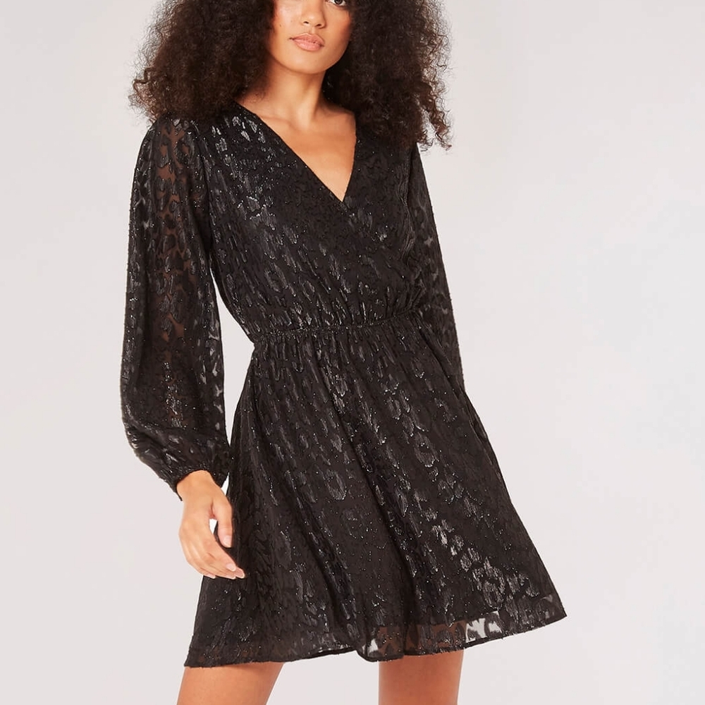 Burnout Leopard Shine Longsleeve Dress